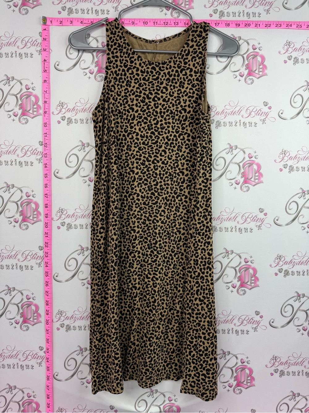 Dress cheetah leopard Sleeveless Leopard Print Midi Dress - Tan/Black